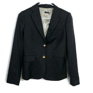 J Crew Size 0 Gray Fully Lined Brass Button Blazer